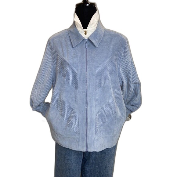 Alfred Dunner women’s zip up corduroy jacket Light Blue size 14 - Picture 3 of 12